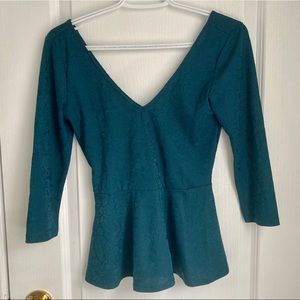Forever 21 half sleeve green peplum top S